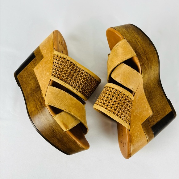 Musse & Cloud Woven Suede Leather Wedge Mule Camel Tan Brown Size 36 US 5.5-6 - Picture 14 of 16